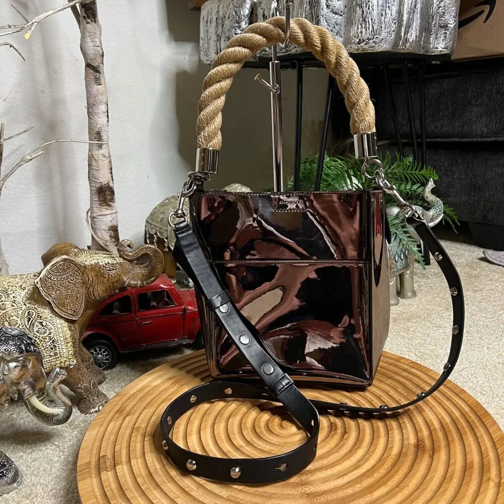 Metallic Bucket Bag with Rope Handle - Picture 11 of 16